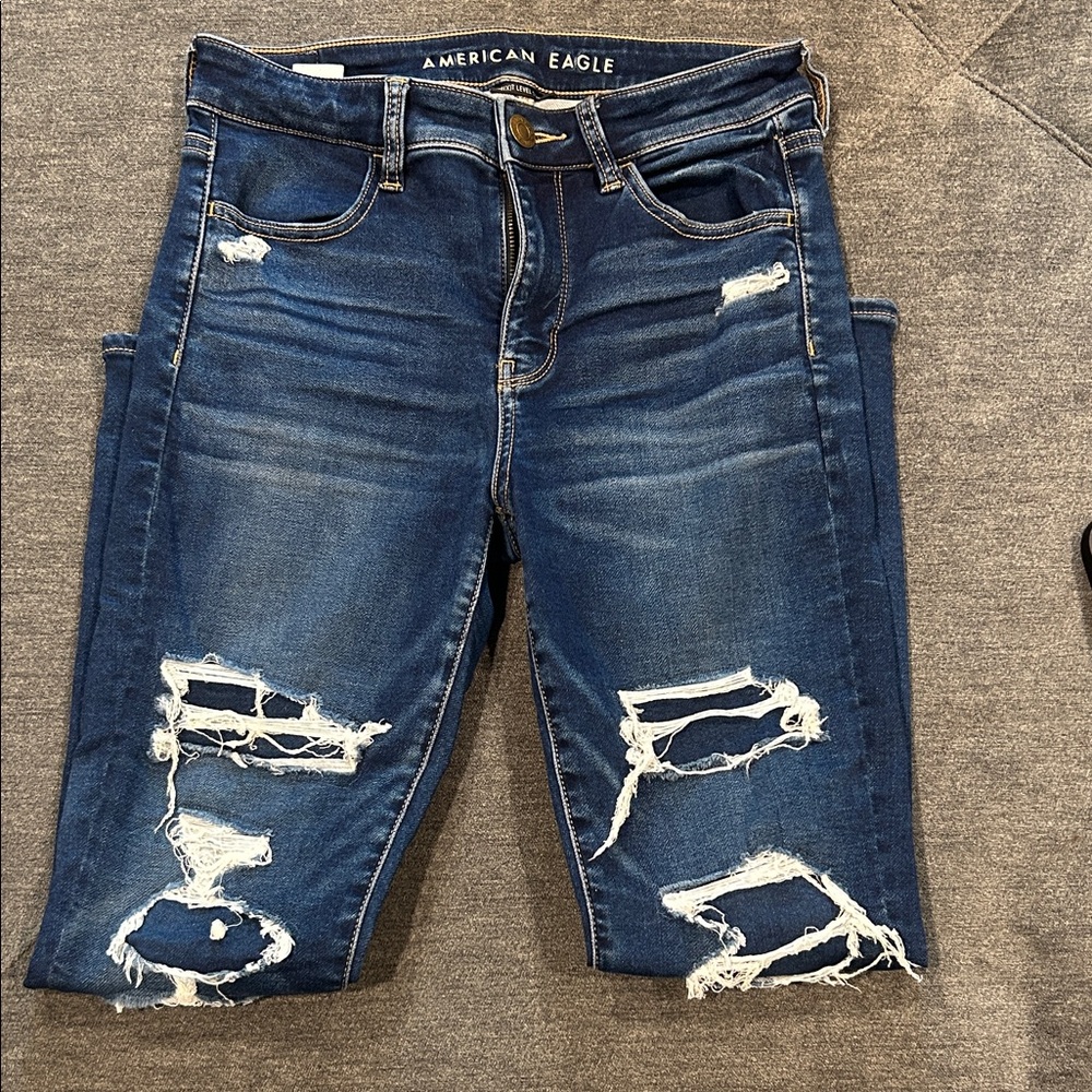 American Eagle Dark Blue Ripped Jeans